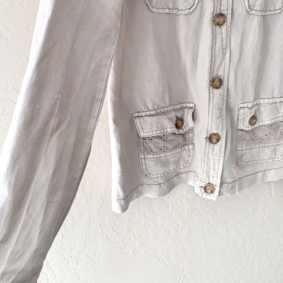 Maurices Button Up Lace Detailed Linen Blend Shirt Jacket - Picture 3 of 11